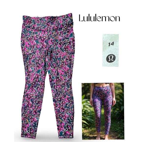 Lululemon Swift Speed High-Rise Tight 28" Womens 14 Floral Electric Luxtreme Run - Picture 1 of 10